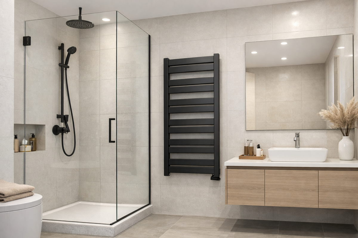 Caloriferul de baie negru mat – element de design în baia modernă